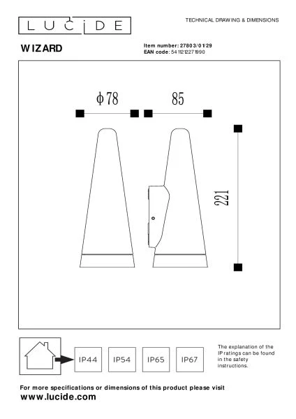 Lucide WIZARD - Lámpara de pared Dentro/Fuera - LED Regul. - 1xGU10 - IP54 - Antracita - TECHNISCH